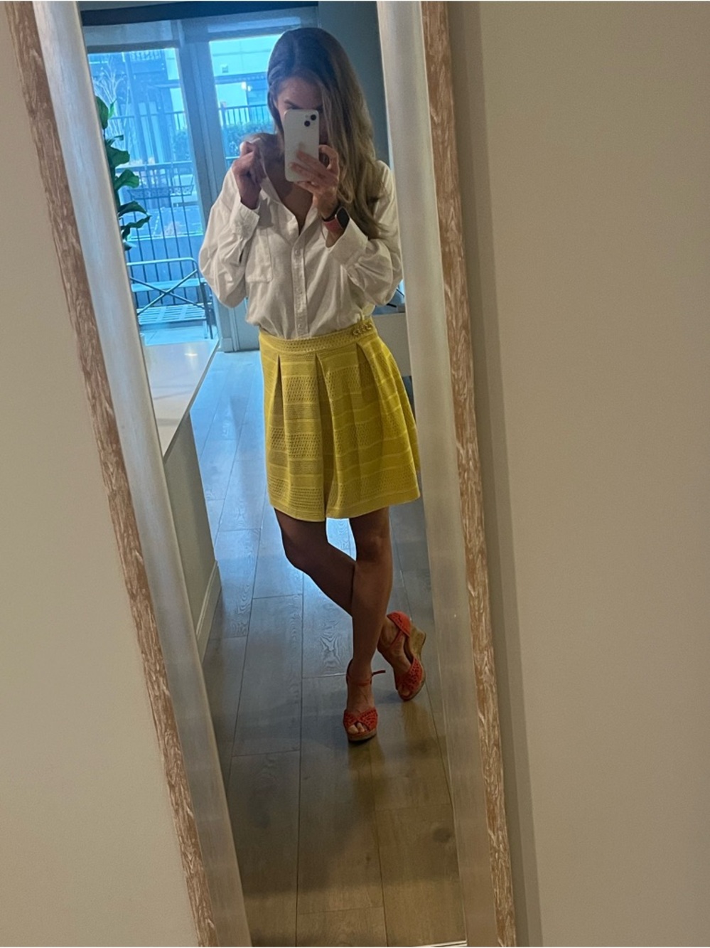 Blue Rain Yellow A-Line Skirt